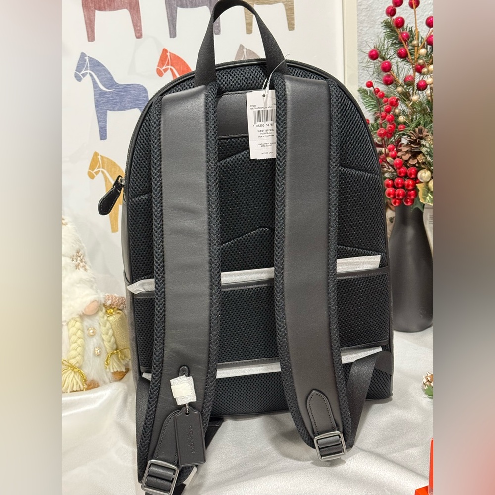 NWT Coach West Backpack In Signature Canvas Cv925 Gunmetal /charcoal /black - Picture 4 of 12